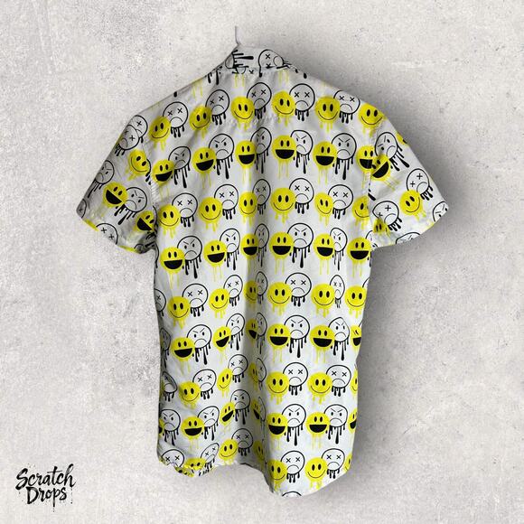 Phat Farm Men's Large Button Up Shirt Smiley Face Print Casual Streetwear Small - Picture 3 of 3